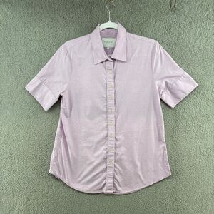 The Shirt by Rochelle Behrens Purple Short Sleeve Button Down Blouse L Cotton